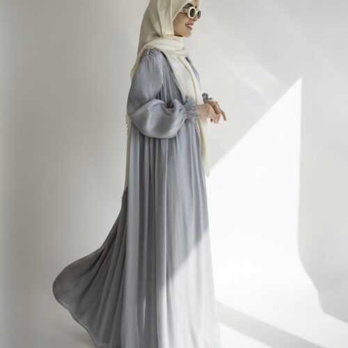 عبا حریر طوسی کمرنگ