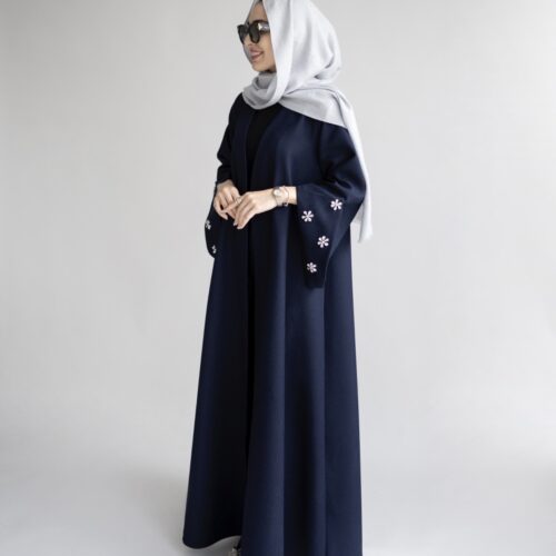 مانتو ژاکارد  جواهر دوزی سورمه ای