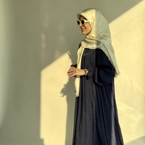 عبا حریر سورمه ای