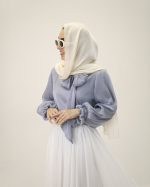شومیز حریر رها نقره آبی