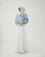 شومیز حریر رها آبی روشن - Image 3