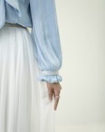 شومیز حریر رها آبی روشن - Image 2
