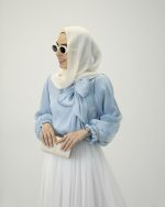 شومیز حریر رها آبی روشن