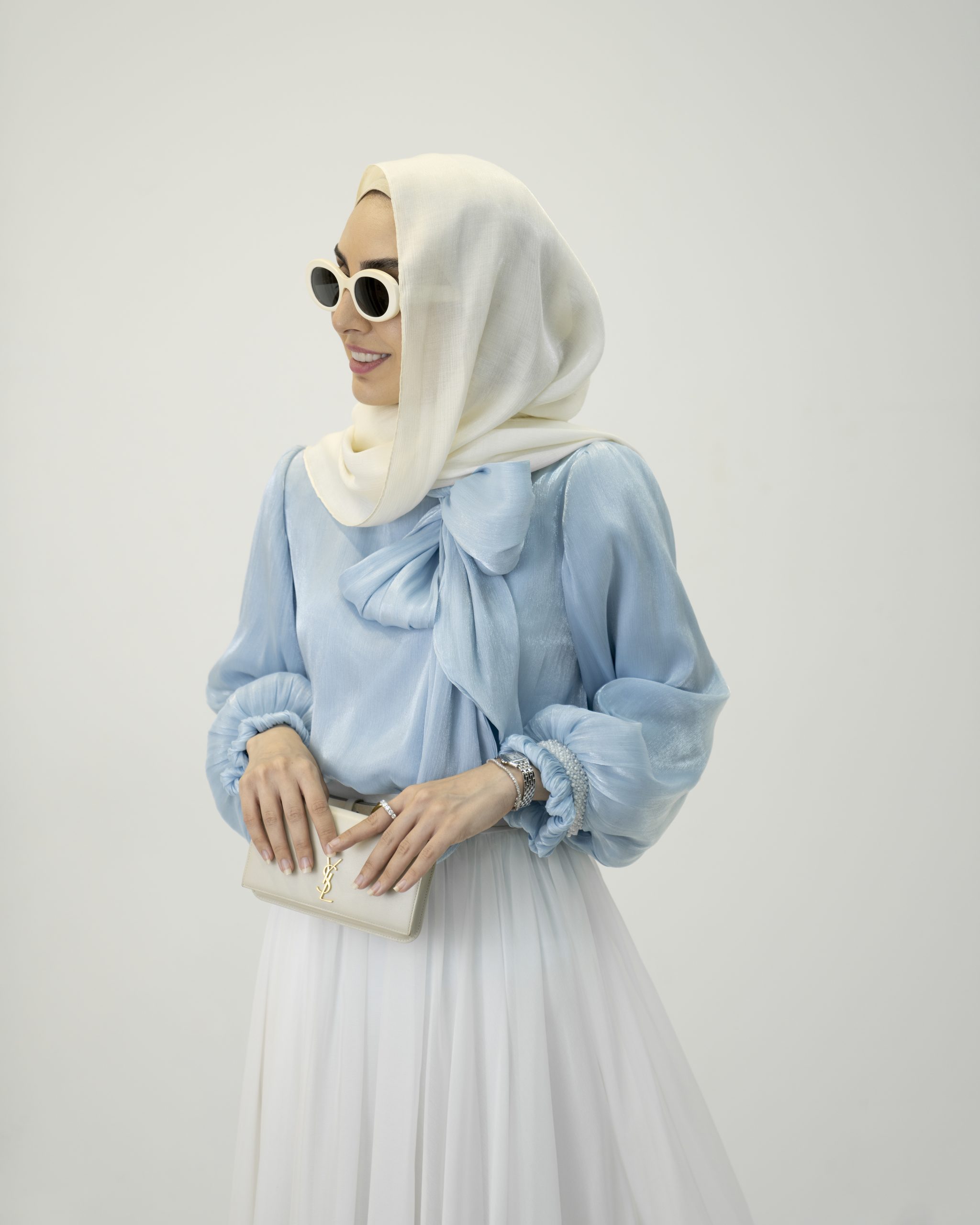 IMG_5092 شومیز حریر رها آبی روشن - Image 1
