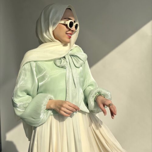 شومیز حریر سبز